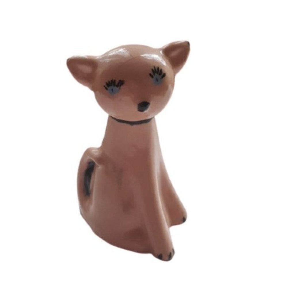 2/$30 Cute Cat vintage ceramic figurine sassy pink blue eyed kitty - Picture 2 of 8